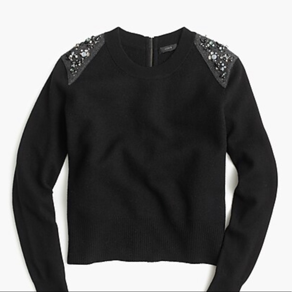 J. Crew Jeweled Black Sweater